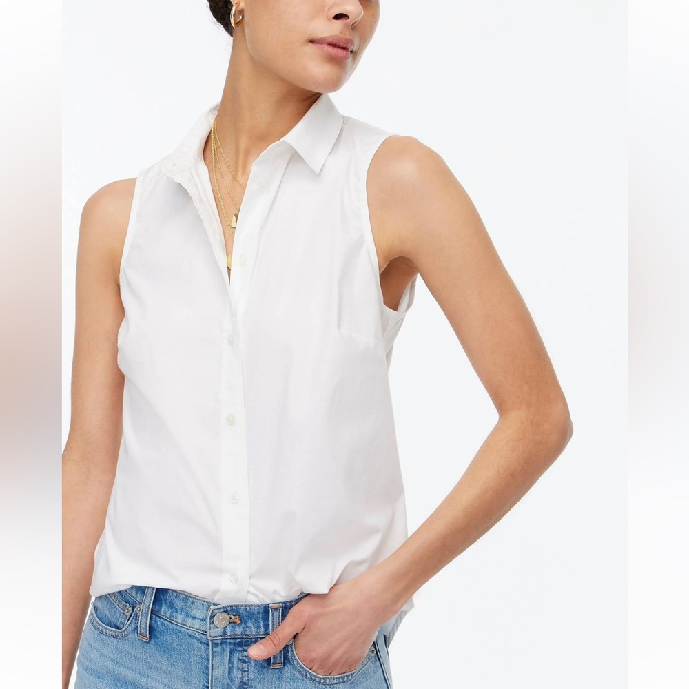 J.CREW Sleeveless button down NWT size XL white cotton & elastane - Picture 1 of 5